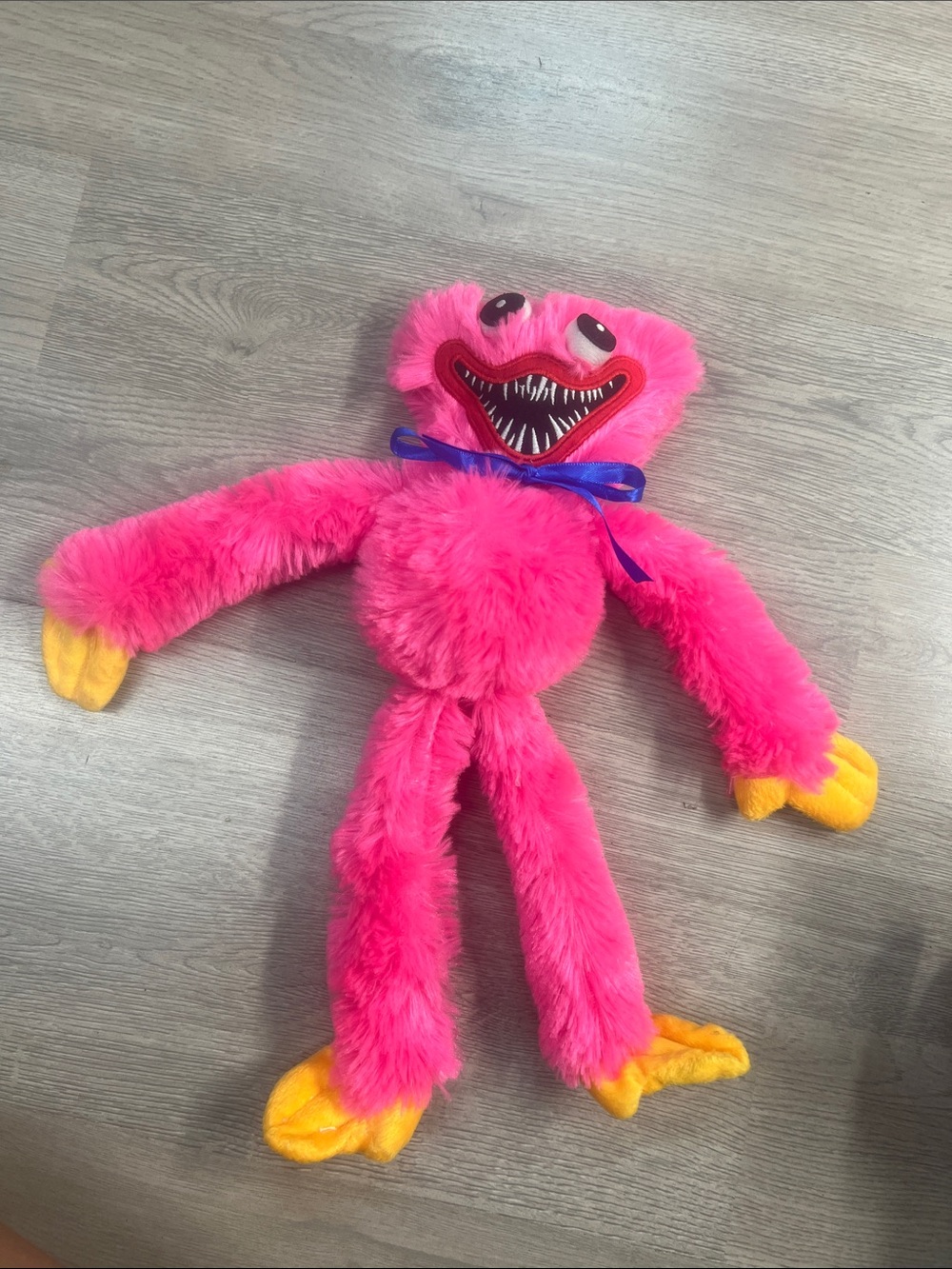 Plush Pink Monster Toy with Yellow Hands & Feet - Kids Toy
